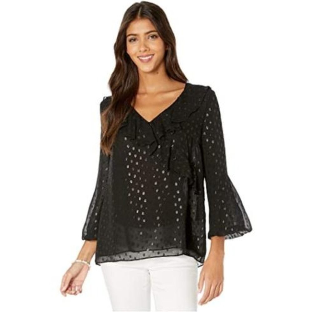 Lilly Pulitzer SILK Olenna Top Onyx